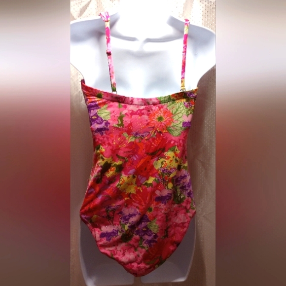 Garrett Hill One Piece Swimwear Underwire Bra Floral Off Shoulder Flower Tropic - Picture 14 of 16